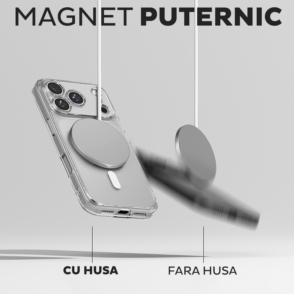 Husa pentru iPhone 17 Pro Ringke Fusion MagSafe, Incarcare wireless, Protectie camera, Calitate premium, Transparent