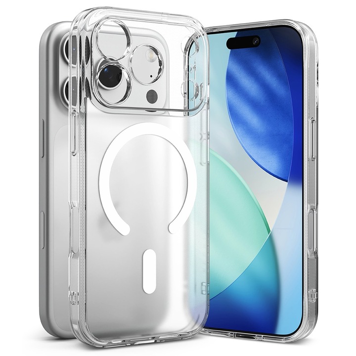 Husa pentru iPhone 17 Pro Ringke Fusion MagSafe, Incarcare wireless, Protectie camera, Calitate premium, Transparent mat