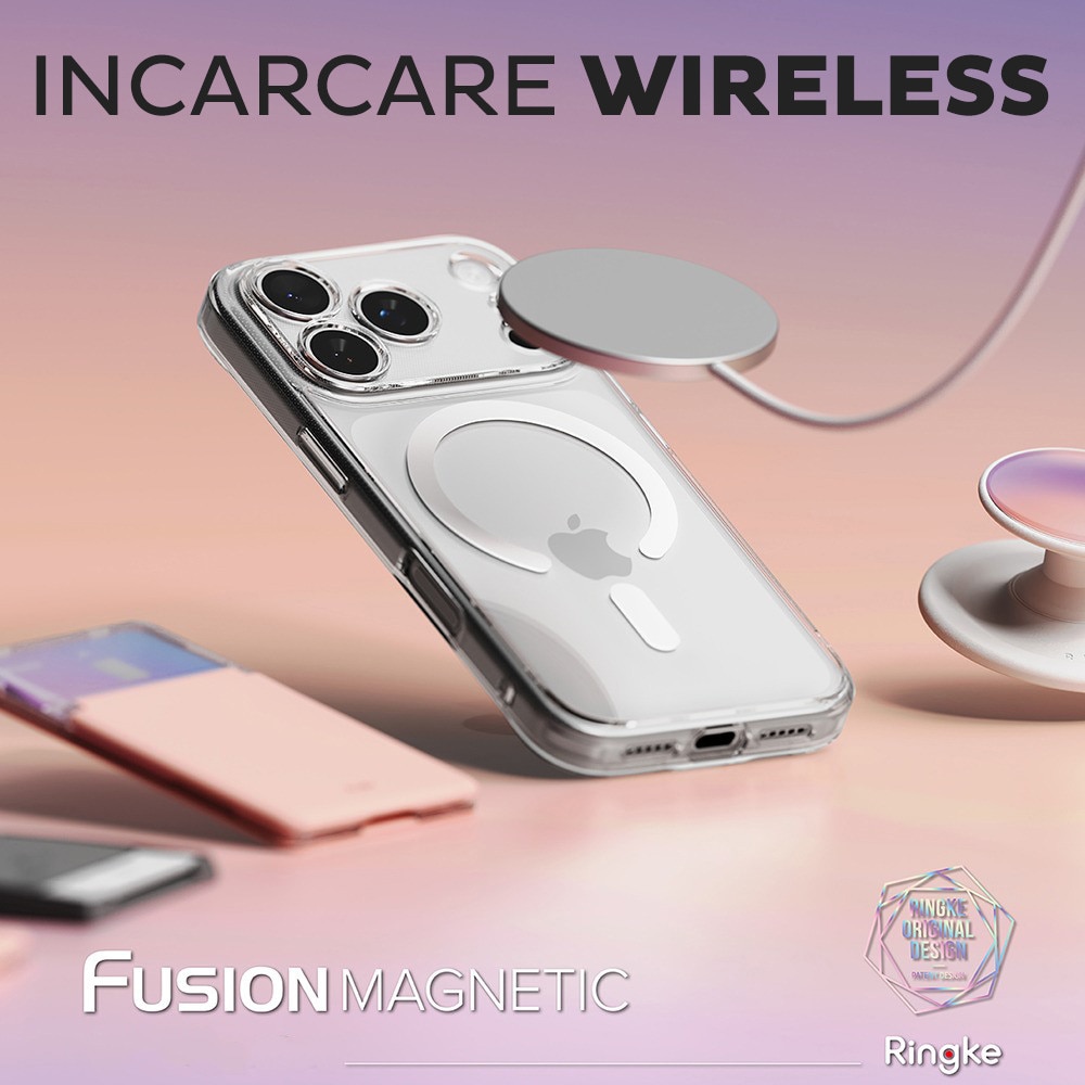 Husa pentru iPhone 17 Pro Ringke Fusion MagSafe, Incarcare wireless, Protectie camera, Calitate premium, Transparent