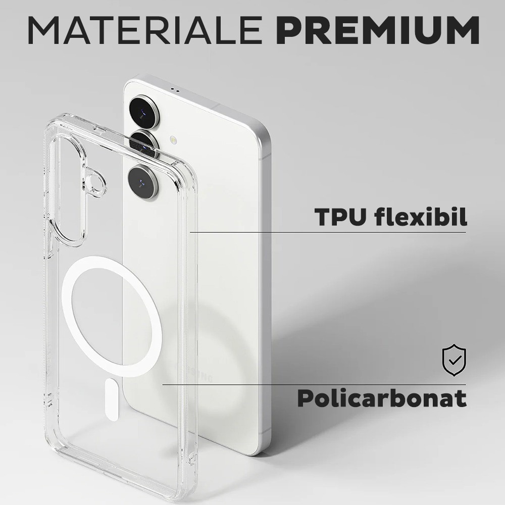 Husa pentru Samsung Galaxy S25 FE Ringke Fusion MagSafe, Incarcare wireless, Protectie camera, Calitate premium, Transparent