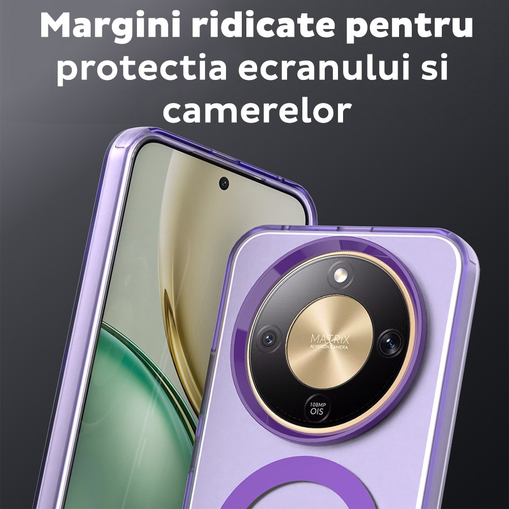 Husa pentru Honor Magic 8 Lite DaDen® CandyCase MagSafe, Antisoc, Incarcare wireless, Butoane protejate, Mov