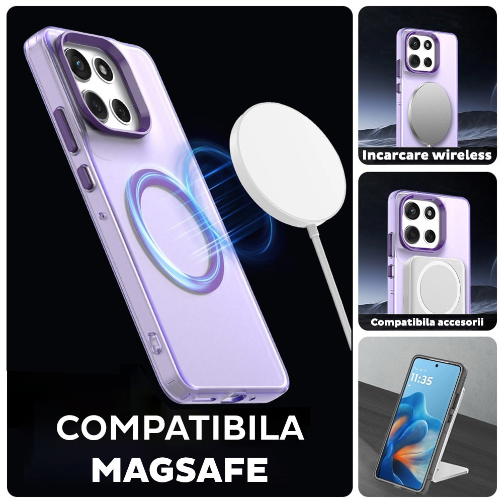 Husa pentru Motorola Moto G86 DaDen® CandyCase MagSafe, Antisoc, Incarcare wireless, Butoane protejate, Mov