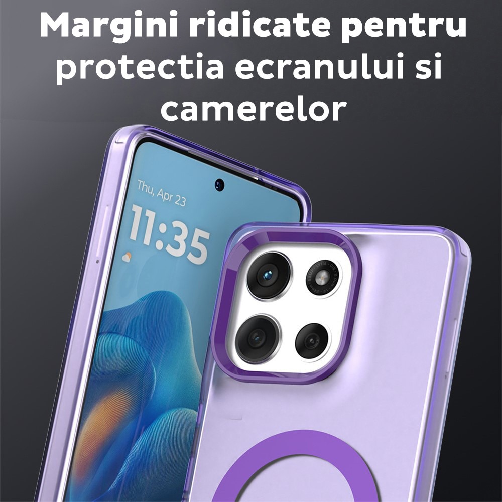 Husa pentru Motorola Moto G86 DaDen® CandyCase MagSafe, Antisoc, Incarcare wireless, Butoane protejate, Mov