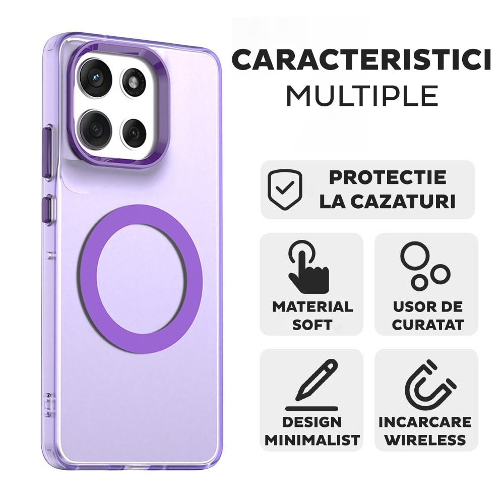 Husa pentru Motorola Moto G86 DaDen® CandyCase MagSafe, Antisoc, Incarcare wireless, Butoane protejate, Mov