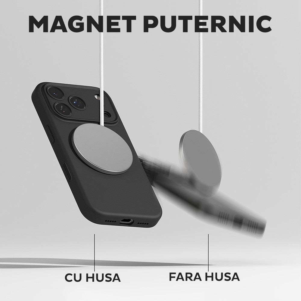 Husa pentru iPhone 17 Pro Max Ringke Silicone Magnetic MagSafe, Incarcare wireless, Interior din microfibra, Calitate premium, Negru