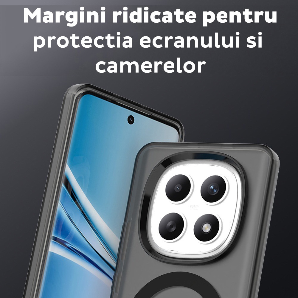 Husa pentru Xiaomi Redmi Note 15 5G / Poco M8 5G DaDen® CandyCase MagSafe, Antisoc, Incarcare wireless, Butoane protejate, Negru