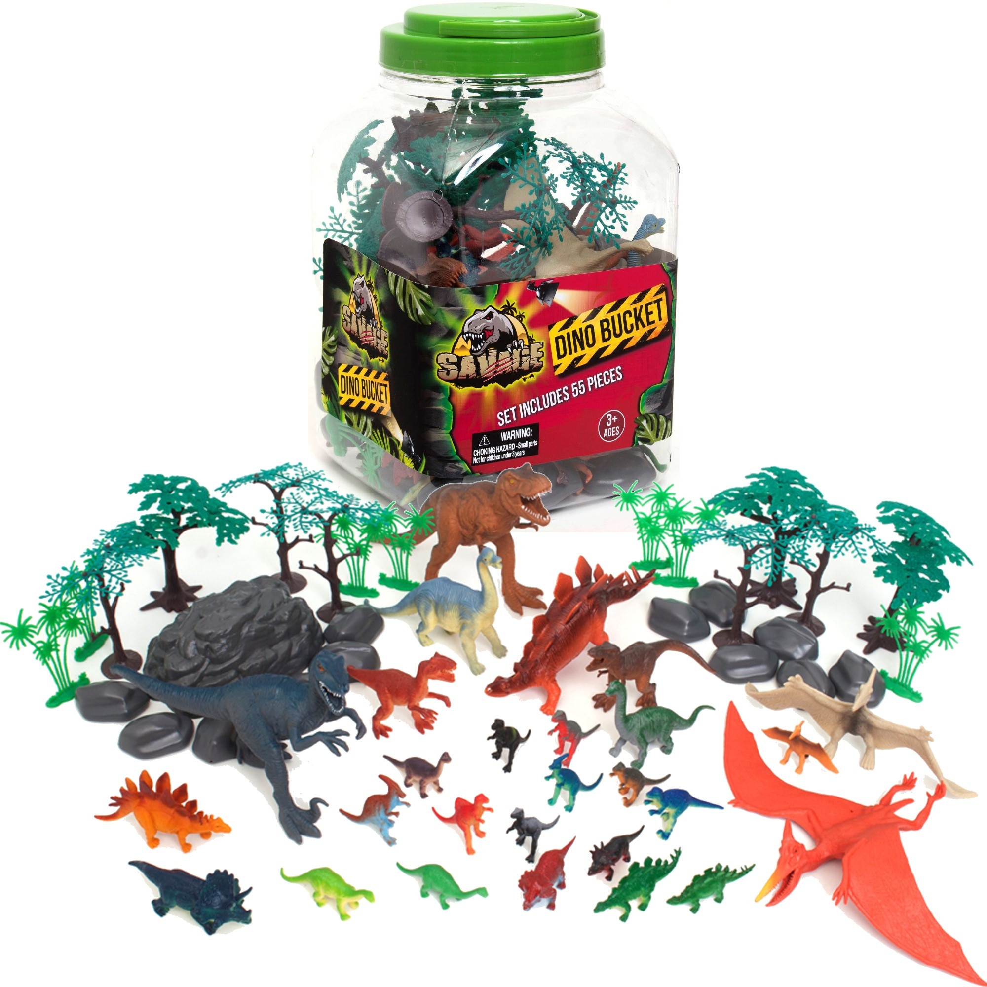 Container T Rex Set de figurine cu dinozauri intr-un container T-Rex 55 piese Boley ...