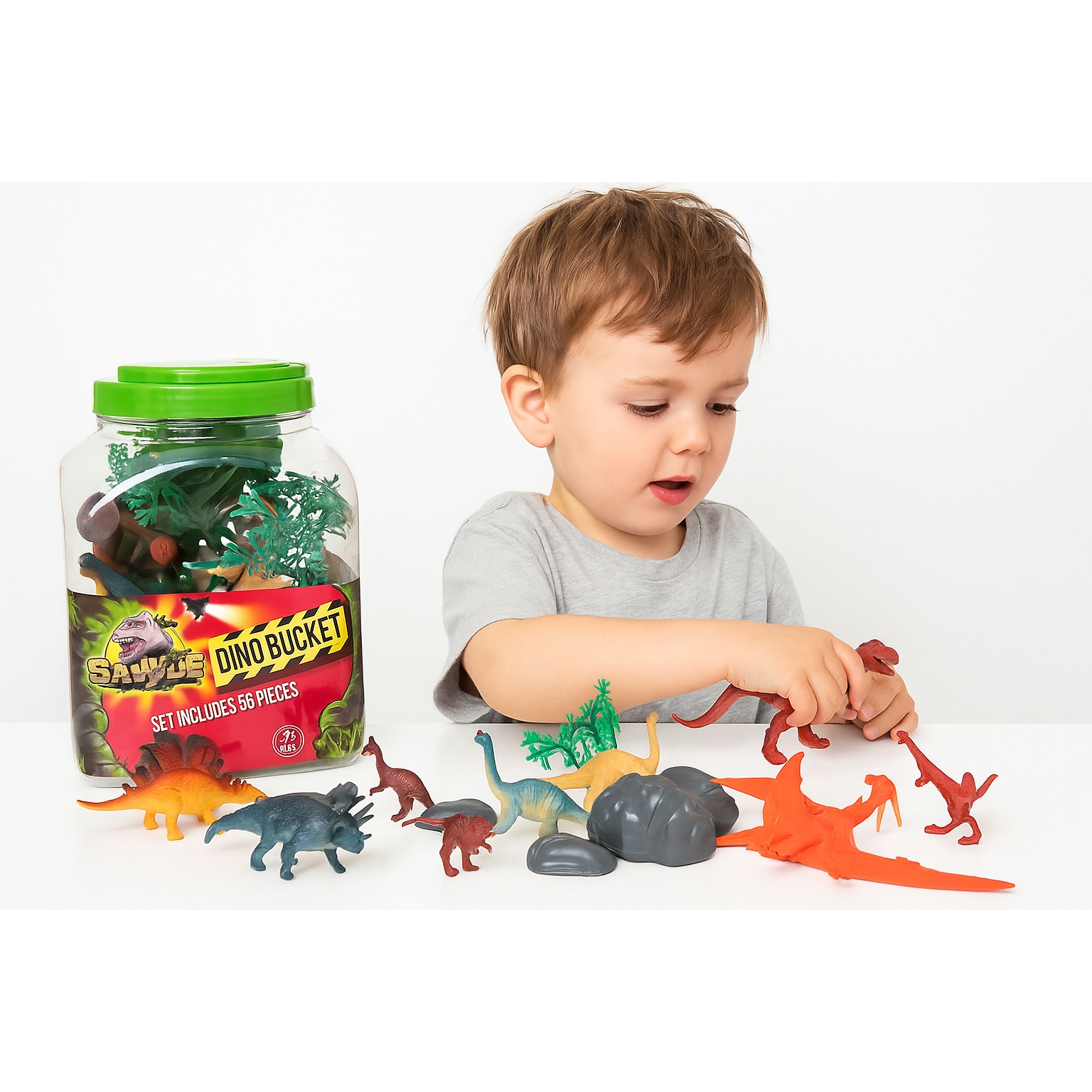 Container T Rex Set de figurine cu dinozauri intr-un container T-Rex 55 piese Boley ...