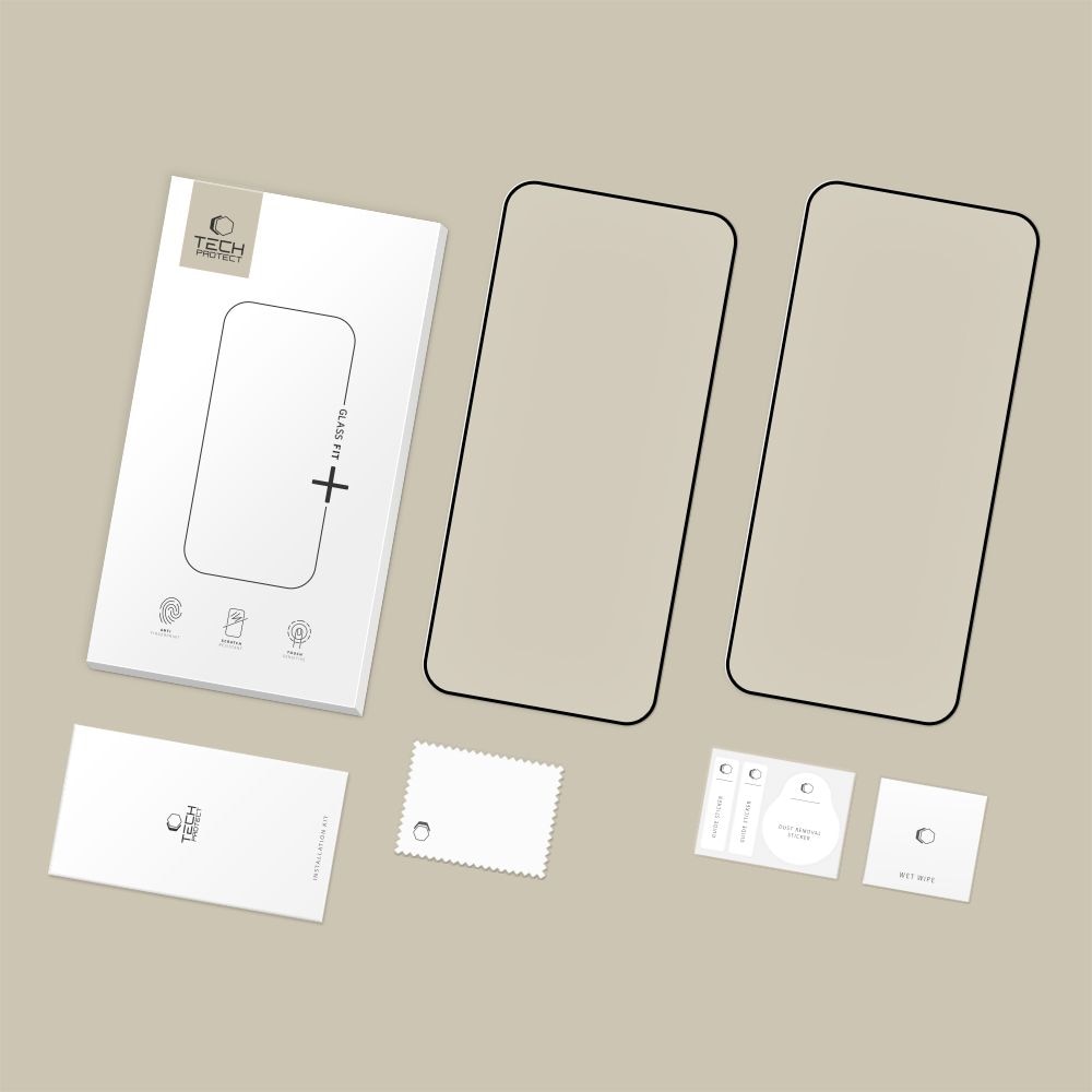Set 2 folii sticla Tech-Protect Glass Fit Plus compatibila cu Xiaomi Redmi 15 4G / 5G, Negru