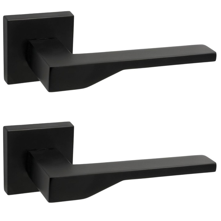 Klamka pentru usi interioare, Kuchinox, Areus, mata, neagra, set complet