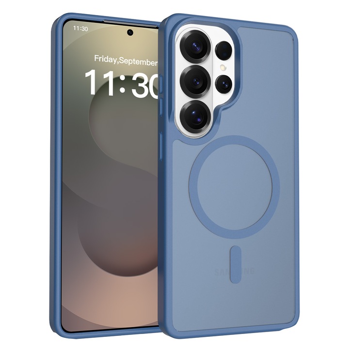 Husa de protectie pentru Samsung Galaxy S26 Ultra, Omelivon, MagSafe, Incarcare Wireless, Antisoc, Margini Ridicate pentru Protectia Ecranului si a Camerelor, Materiale Premium, Albastru inchis