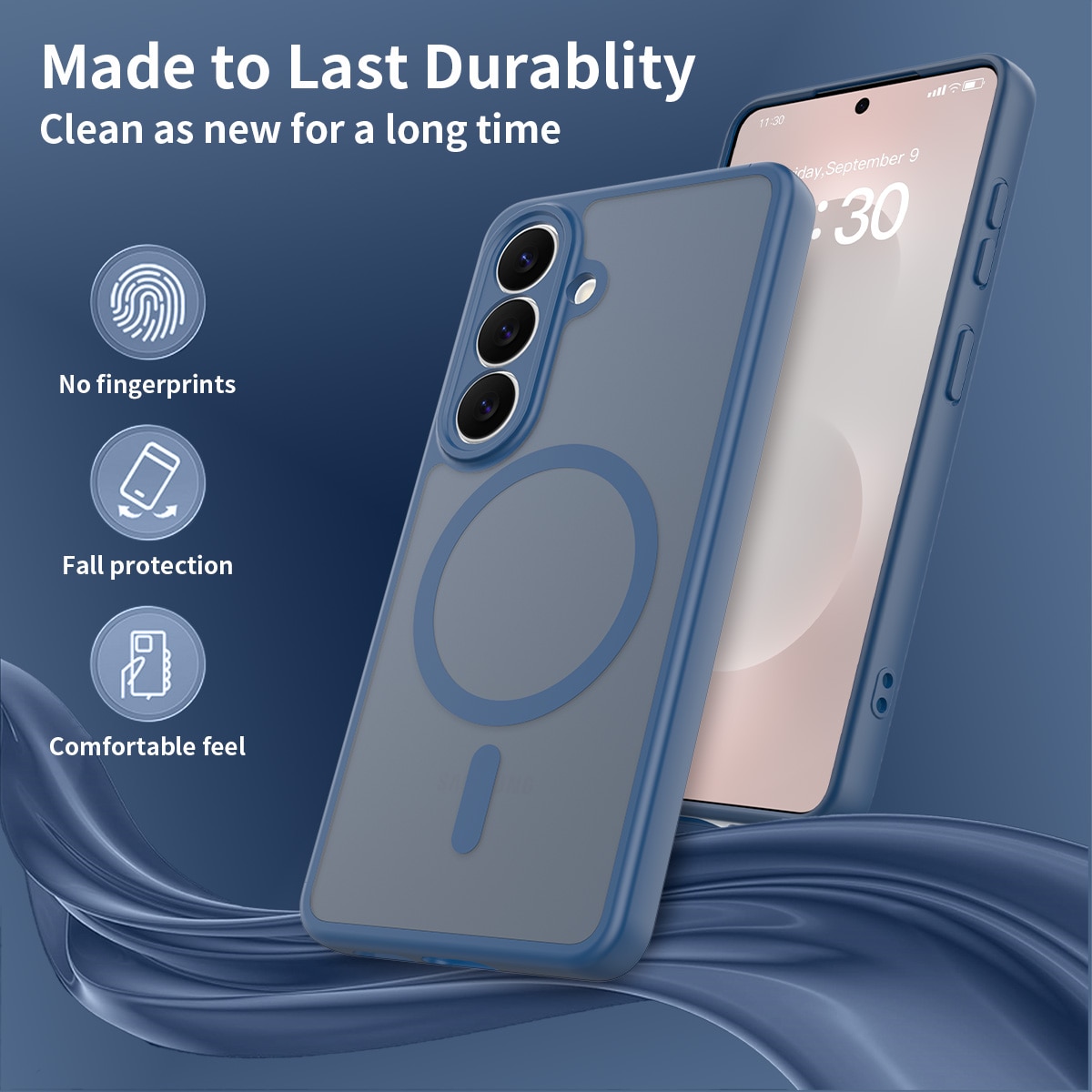 Husa de protectie pentru Samsung Galaxy S26, Omelivon, MagSafe, Protectie completa, Anti-Soc, Decupaje Precise, Incarcare Wireless, Materiale Premium, Albastru inchis