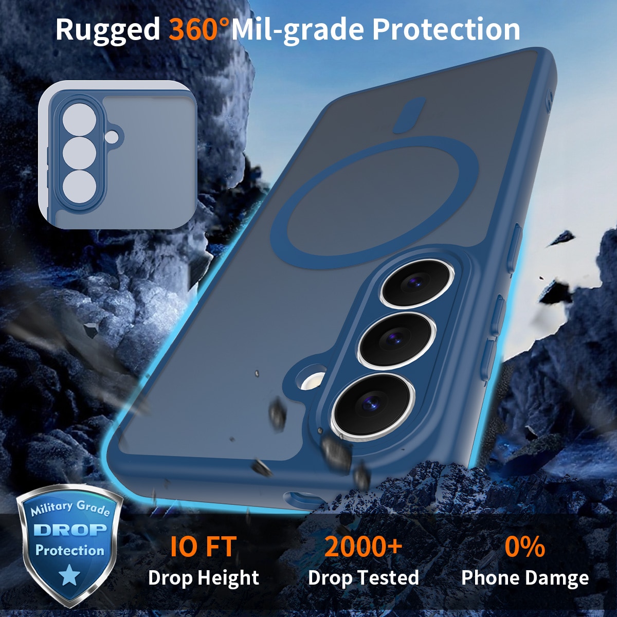 Husa de protectie pentru Samsung Galaxy S26, Omelivon, MagSafe, Protectie completa, Anti-Soc, Decupaje Precise, Incarcare Wireless, Materiale Premium, Albastru inchis