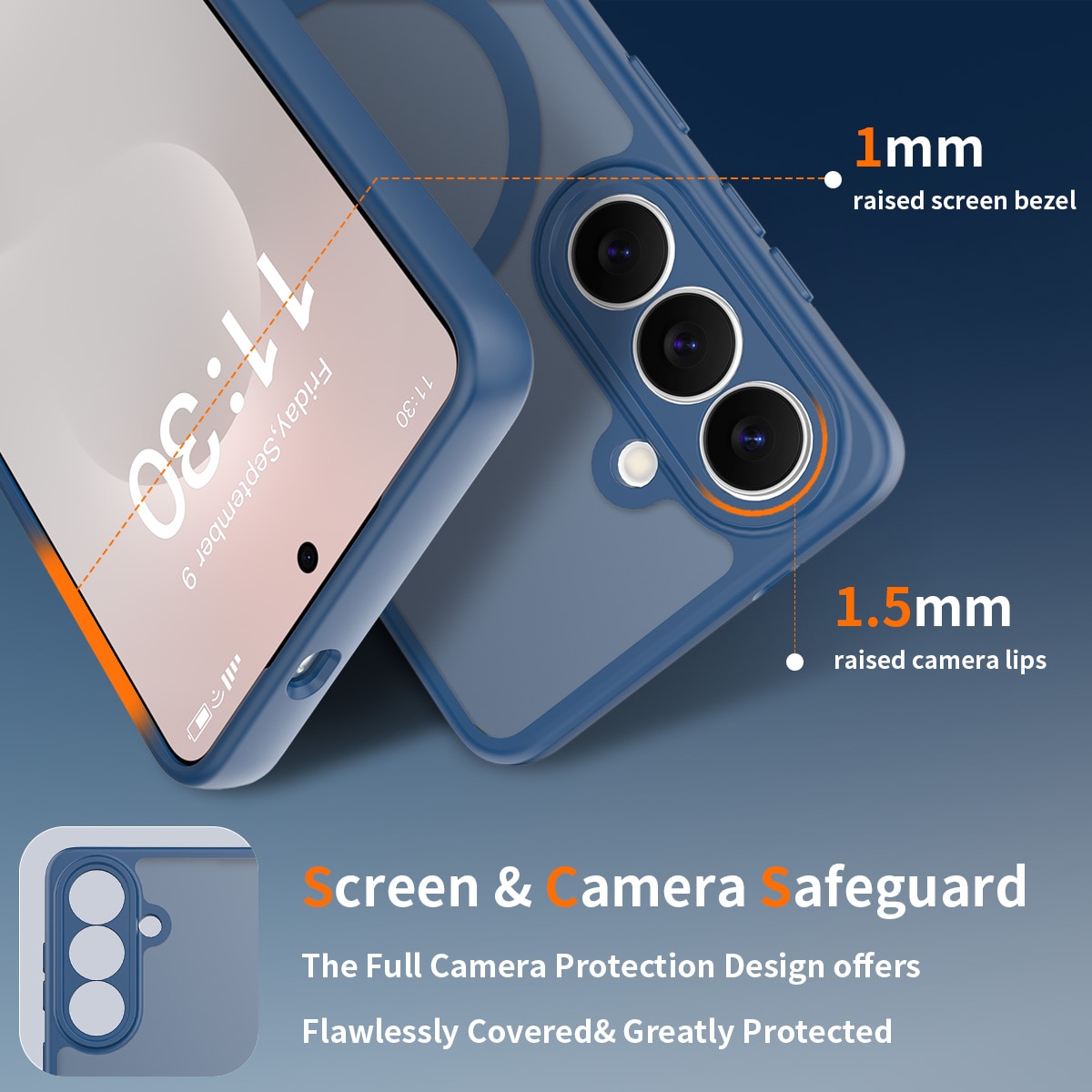 Husa de protectie pentru Samsung Galaxy S26, Omelivon, MagSafe, Protectie completa, Anti-Soc, Decupaje Precise, Incarcare Wireless, Materiale Premium, Albastru inchis