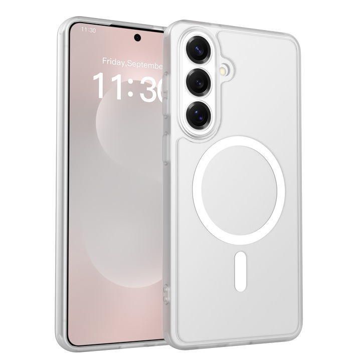 Защитен калъф за Samsung Galaxy S26 Plus, Omelivon, MagSafe, Пълна защита, Противоударна, Прецизни изрези, Безжично зареждане, Премиум материали, Прозрачен мат