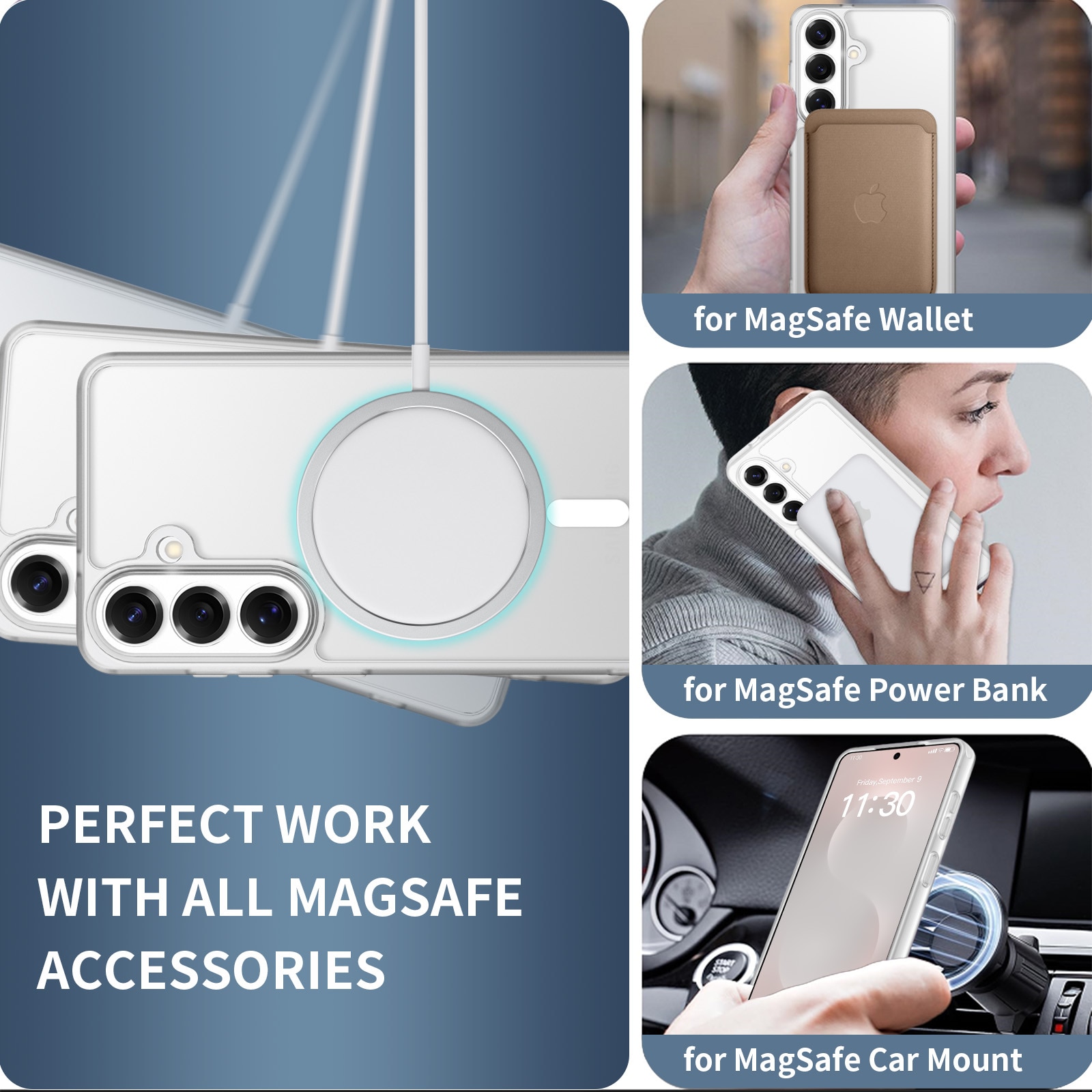 Husa de protectie pentru Samsung Galaxy S26 Plus, Omelivon, MagSafe, Protectie completa, Anti-Soc, Decupaje Precise, Incarcare Wireless, Materiale Premium, Transparent mat