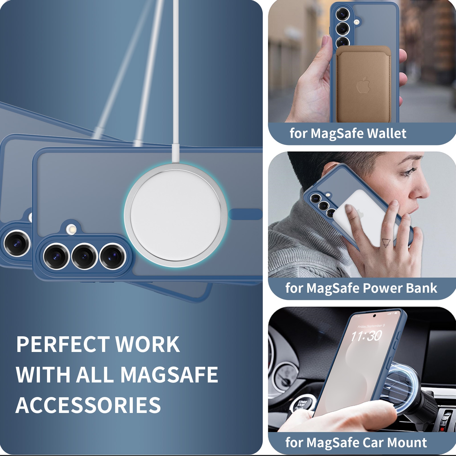 Husa de protectie pentru Samsung Galaxy S26 Plus, Omelivon, MagSafe, Protectie completa, Anti-Soc, Decupaje Precise, Incarcare Wireless, Materiale Premium, Albastru inchis