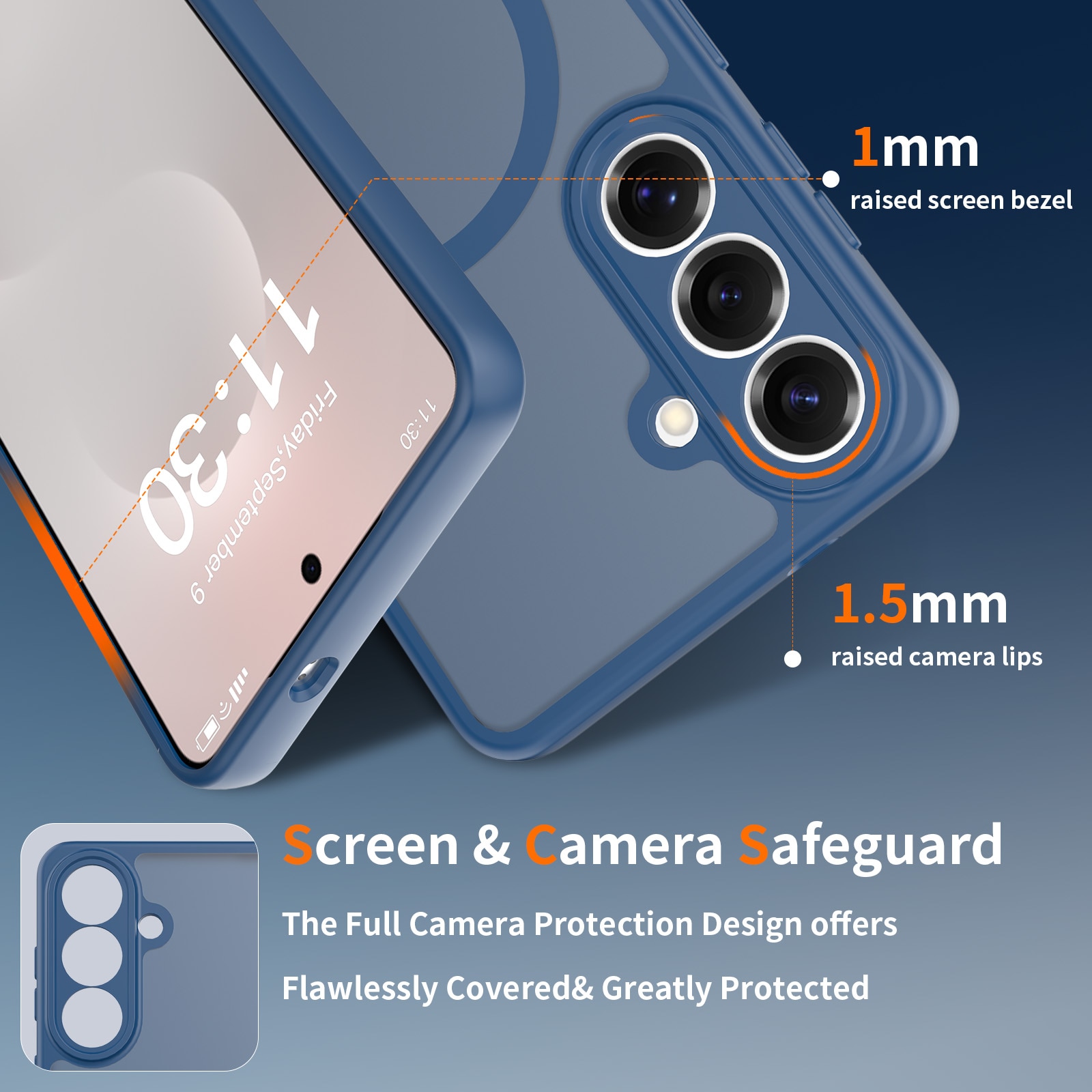 Husa de protectie pentru Samsung Galaxy S26 Plus, Omelivon, MagSafe, Protectie completa, Anti-Soc, Decupaje Precise, Incarcare Wireless, Materiale Premium, Albastru inchis