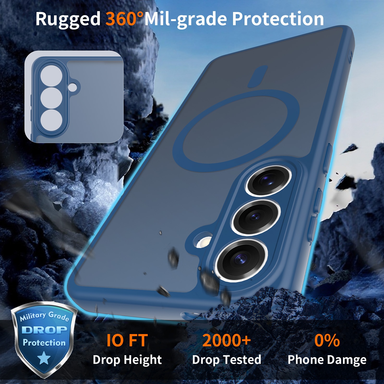 Husa de protectie pentru Samsung Galaxy S26 Plus, Omelivon, MagSafe, Protectie completa, Anti-Soc, Decupaje Precise, Incarcare Wireless, Materiale Premium, Albastru inchis