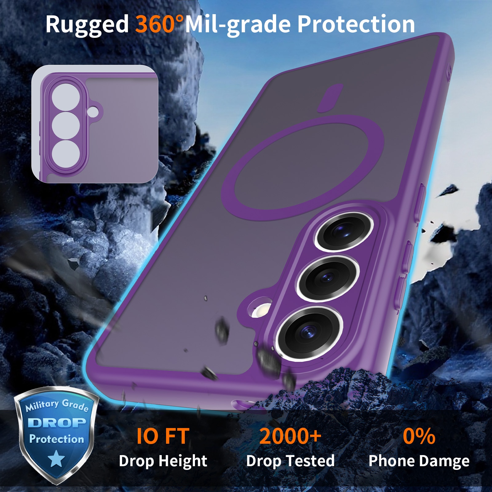Husa de protectie pentru Samsung Galaxy S26 Plus, Omelivon, MagSafe, Protectie completa, Anti-Soc, Decupaje Precise, Incarcare Wireless, Materiale Premium, Violet inchis