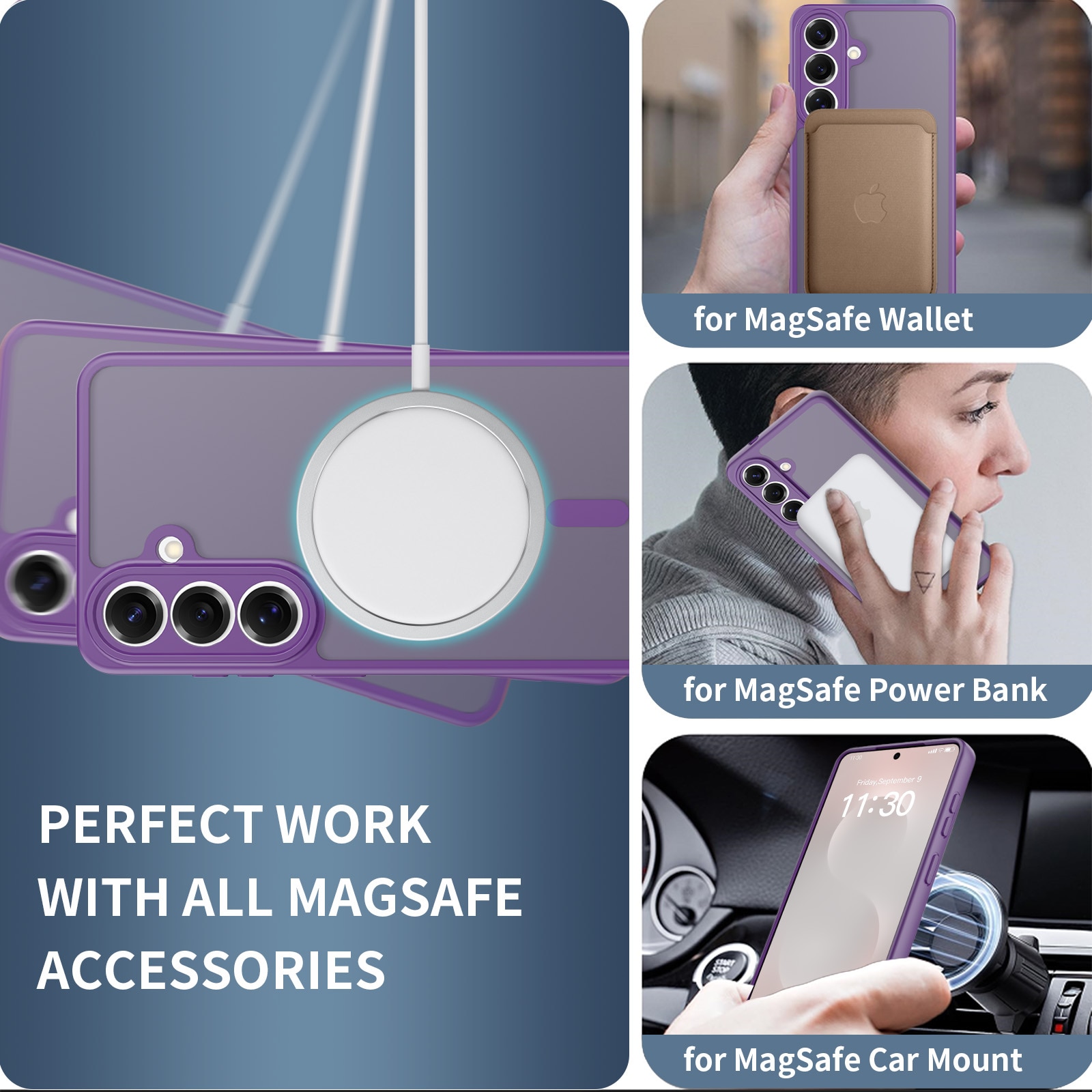 Husa de protectie pentru Samsung Galaxy S26 Plus, Omelivon, MagSafe, Protectie completa, Anti-Soc, Decupaje Precise, Incarcare Wireless, Materiale Premium, Violet inchis