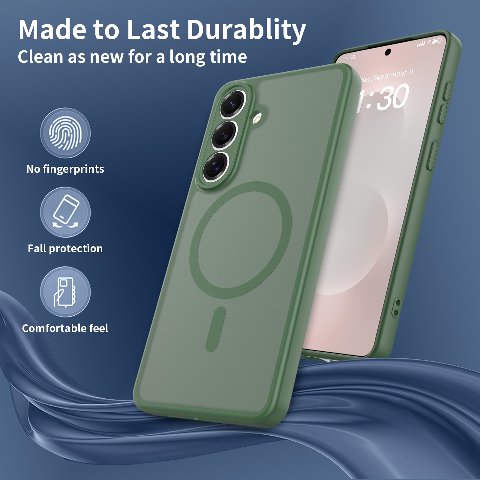 Husa de protectie pentru Samsung Galaxy S26 Plus, Omelivon, MagSafe, Protectie completa, Anti-Soc, Decupaje Precise, Incarcare Wireless, Materiale Premium, Verde inchis