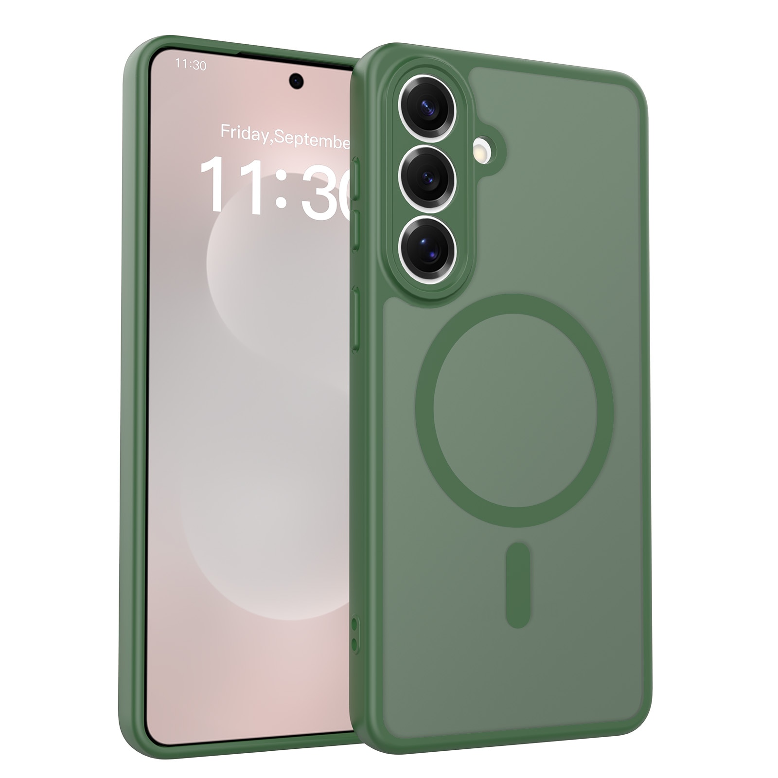 Husa de protectie pentru Samsung Galaxy S26 Plus, Omelivon, MagSafe, Protectie completa, Anti-Soc, Decupaje Precise, Incarcare Wireless, Materiale Premium, Verde inchis
