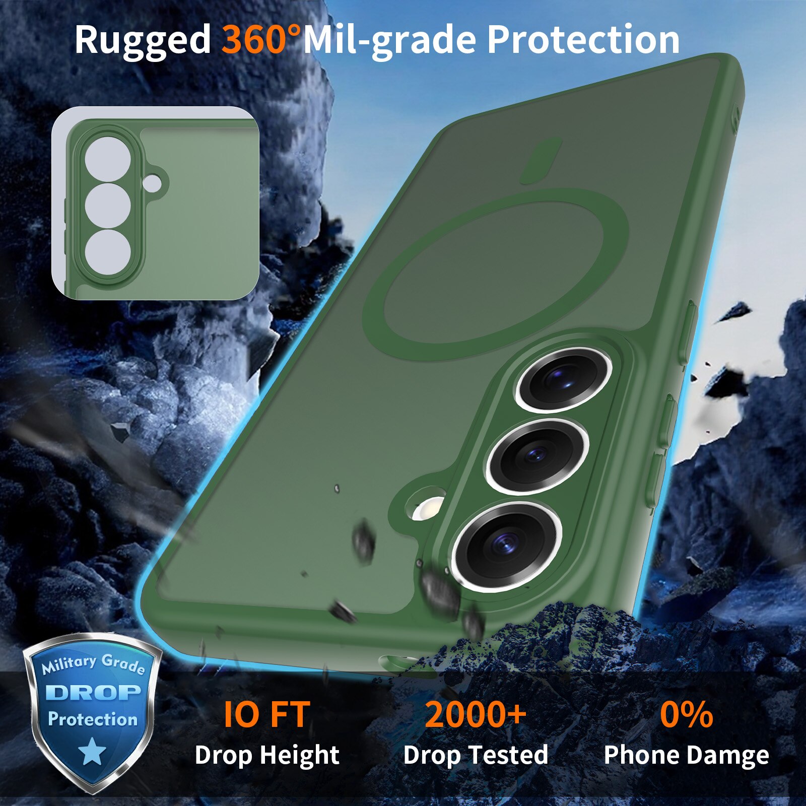 Husa de protectie pentru Samsung Galaxy S26 Plus, Omelivon, MagSafe, Protectie completa, Anti-Soc, Decupaje Precise, Incarcare Wireless, Materiale Premium, Verde inchis