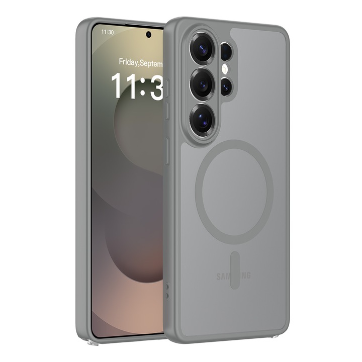 Husa de protectie pentru Samsung Galaxy S26 Ultra, Omelivon, MagSafe, Protectie completa, Anti-Soc, Decupaje Precise, Incarcare Wireless, Materiale Premium, Gri inchis