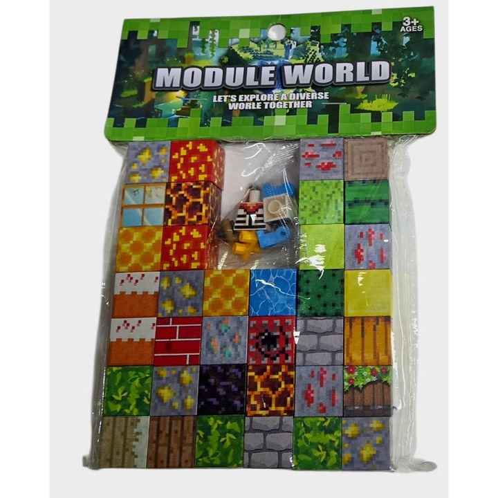 Set constructii cuburi magnetice 36 bucati + figurine, Toys, educativ, creativ