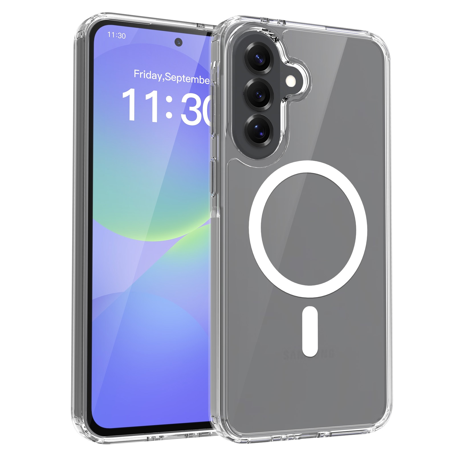 Husă pentru Samsung Galaxy A37, transparentă, material TPU+PC, protecție ecran și cameră, margini ridicate