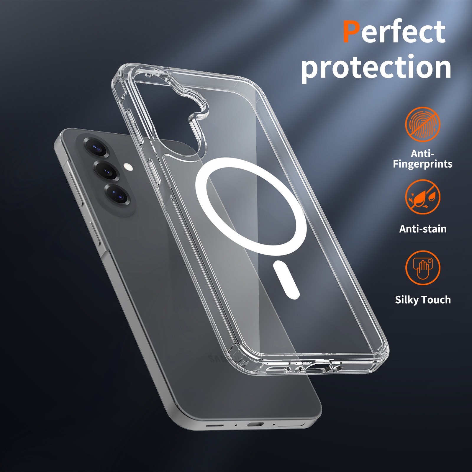 Husă pentru Samsung Galaxy A37, transparentă, material TPU+PC, protecție ecran și cameră, margini ridicate