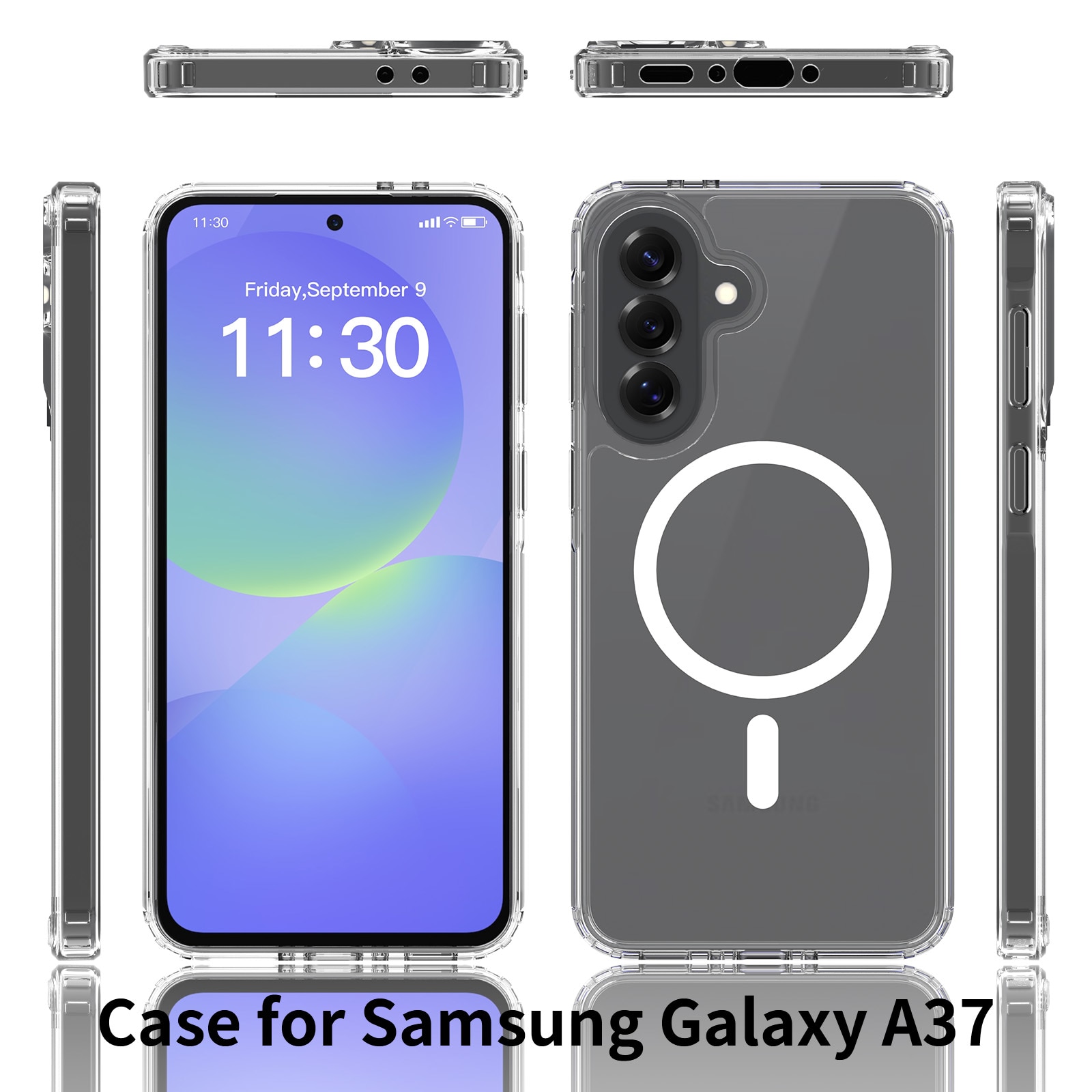 Husă pentru Samsung Galaxy A37, transparentă, material TPU+PC, protecție ecran și cameră, margini ridicate