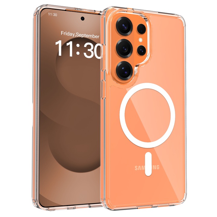 Калъф за телефон Samsung Galaxy S26 Ultra, прозрачен, материал TPU+PC, повдигната защита на екрана и камерата