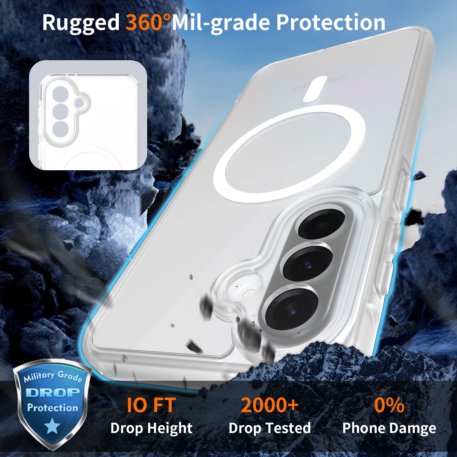 Husă pentru Samsung Galaxy A37, Omelivon, transparentă, material TPU + policarbonat, protecție completă, anti-soc
