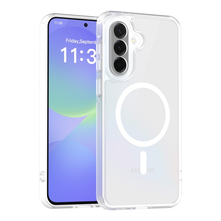 Husă pentru Samsung Galaxy A37, Omelivon, transparentă, material TPU + policarbonat, protecție completă, anti-soc