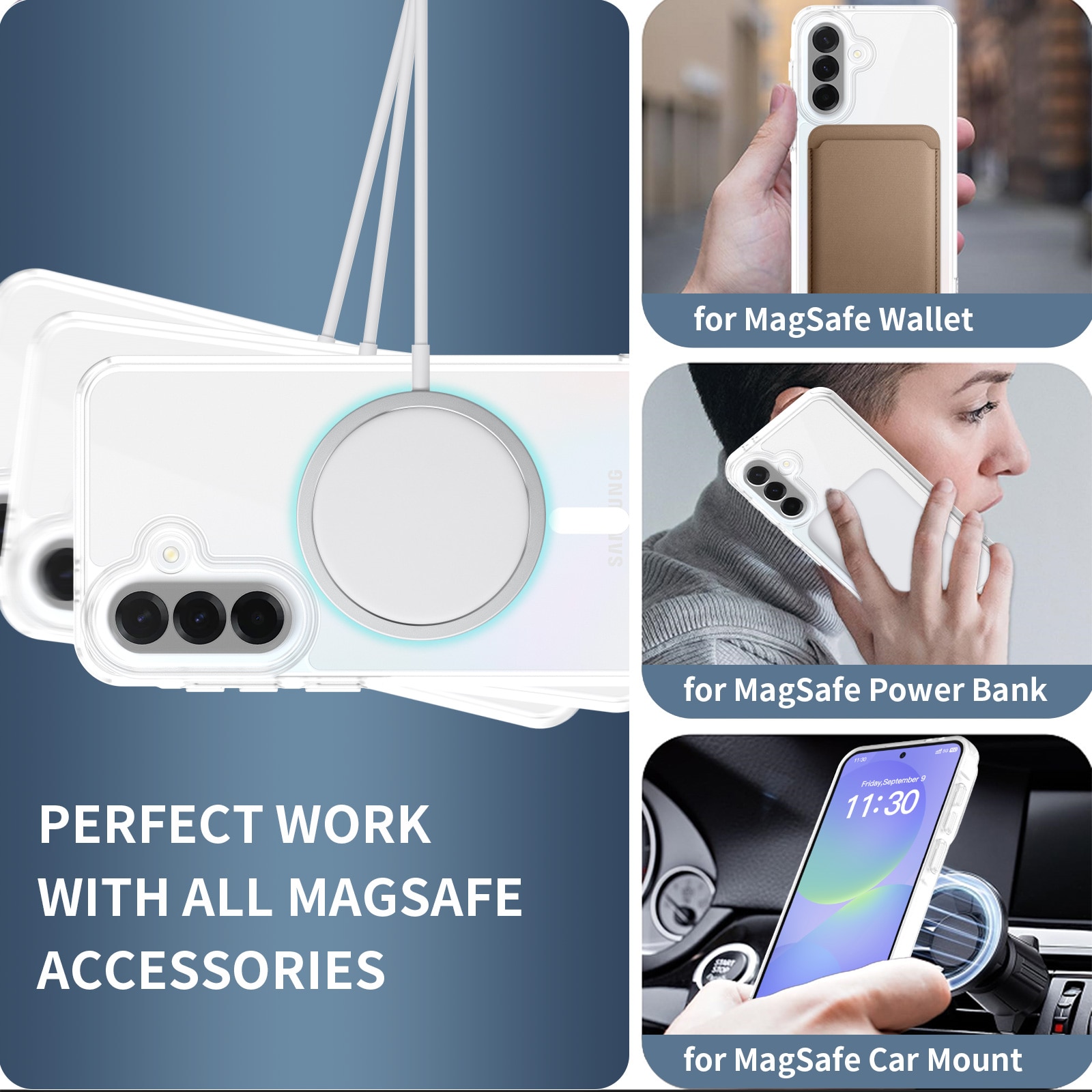 Husă pentru Samsung Galaxy A37, Omelivon, transparentă, material TPU + policarbonat, protecție completă, anti-soc