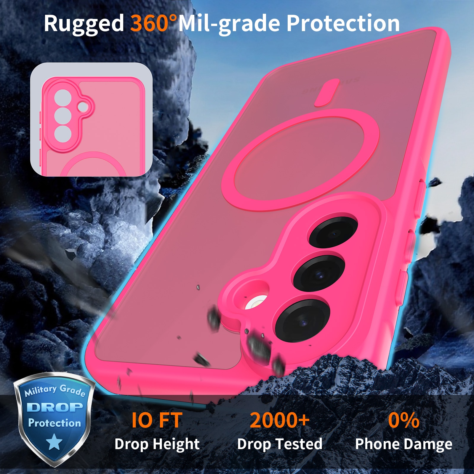 Husă de protecție pentru Samsung Galaxy A37, Omelivon, anti-soc, roz închis, 1x1x1.5cm