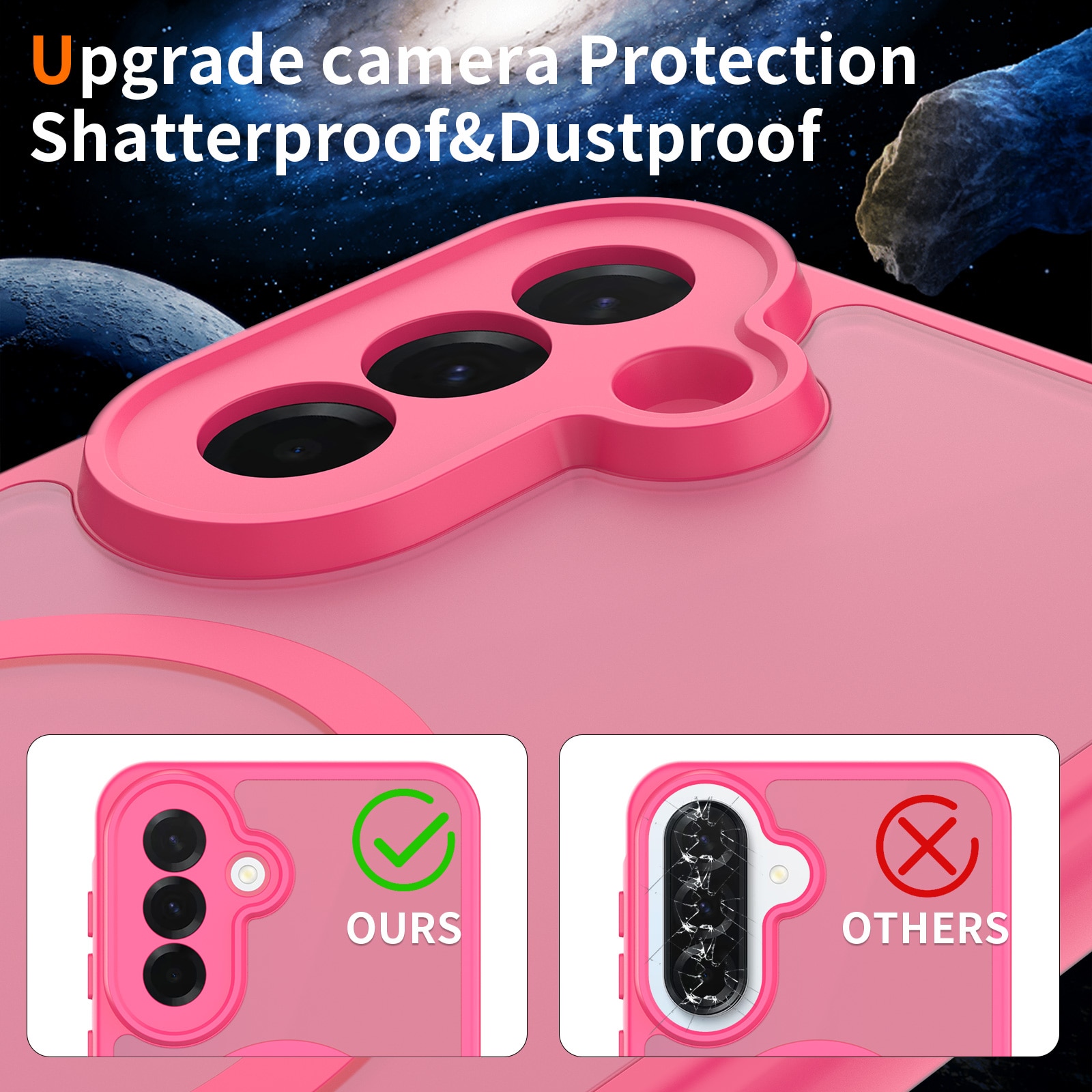 Husă de protecție pentru Samsung Galaxy A37, Omelivon, anti-soc, roz închis, 1x1x1.5cm
