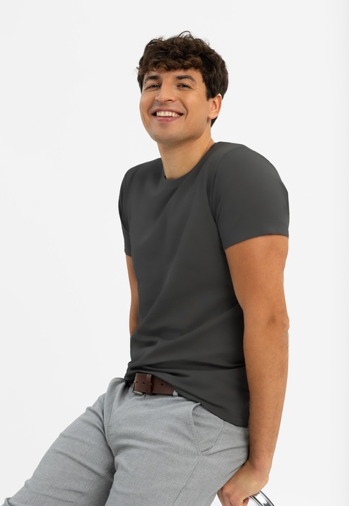 Tricou barbati din bumbac, Volcano T-Basic, Regular Fit, grafit, Gri grafit