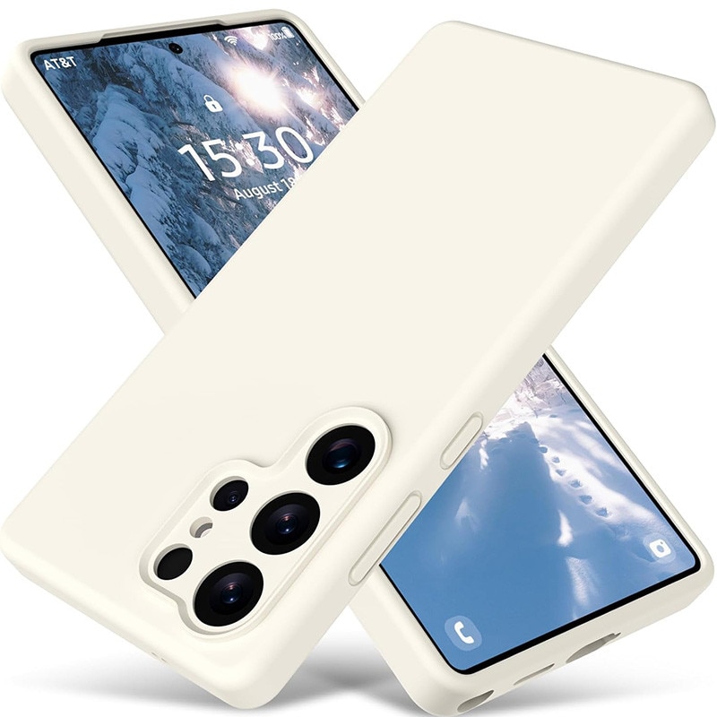 Husa Samsung Galaxy S26 Ultra, Imbunatatire in Silicon Lichid, Protectie completa a camerei, Husa subtire, cu finisare gel moale, rezistenta la socuri pentru telefon, 6.9", Bej