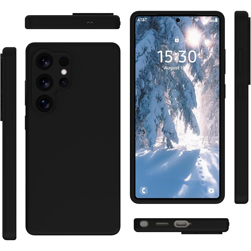 Husa pentru Samsung Galaxy S26 Ultra OEMG®, Husa din silicon lichid premium, Protectie Camera, Anti-soc, Interior Microfibra, 6.9", Negru