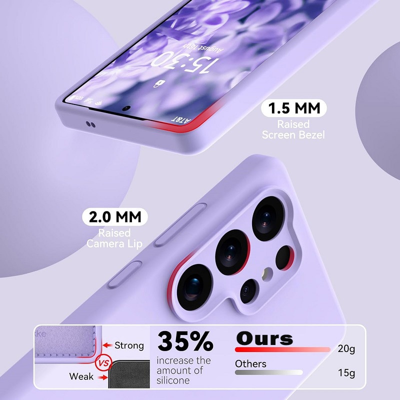 Husa Samsung Galaxy S26 Ultra, Imbunatatire in Silicon Lichid, Protectie completa a camerei, Husa subtire, cu finisare gel moale, rezistenta la socuri pentru telefon, 6.9", Violet