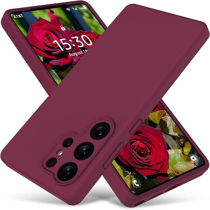 Husa pentru Samsung Galaxy S26 Ultra OEMG®, Husa din silicon lichid premium, Protectie Camera, Anti-soc, Interior Microfibra, 6.9", Bordeaux