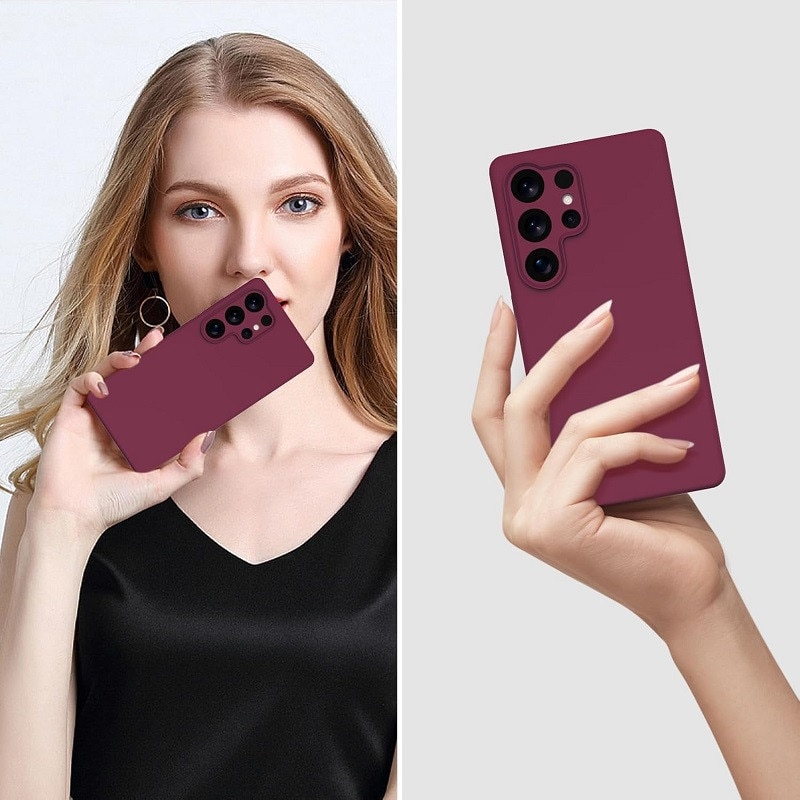 Husa pentru Samsung Galaxy S26 Ultra OEMG®, Husa din silicon lichid premium, Protectie Camera, Anti-soc, Interior Microfibra, 6.9", Bordeaux