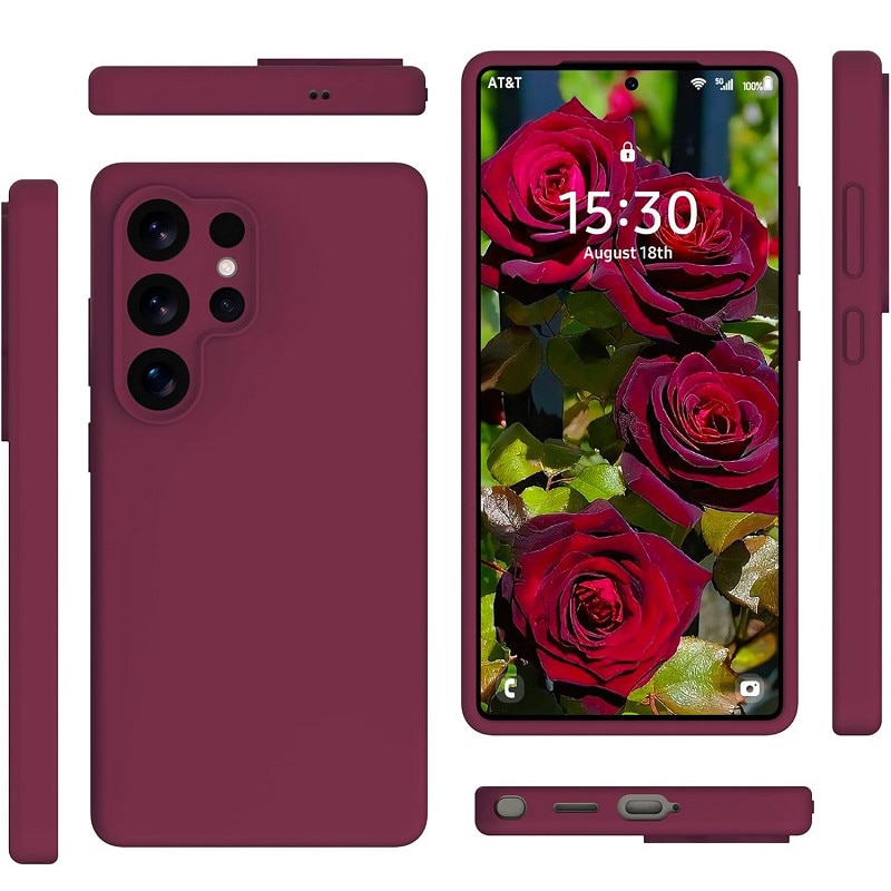 Husa pentru Samsung Galaxy S26 Ultra OEMG®, Husa din silicon lichid premium, Protectie Camera, Anti-soc, Interior Microfibra, 6.9", Bordeaux