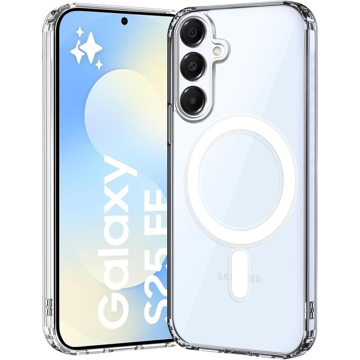 BestCase® Калъф Mag Anti Shock TPU Съвместим със Samsung Galaxy S25 FE, Технология MagSafe, Подсилени 4 ъгъла, Прозрачен