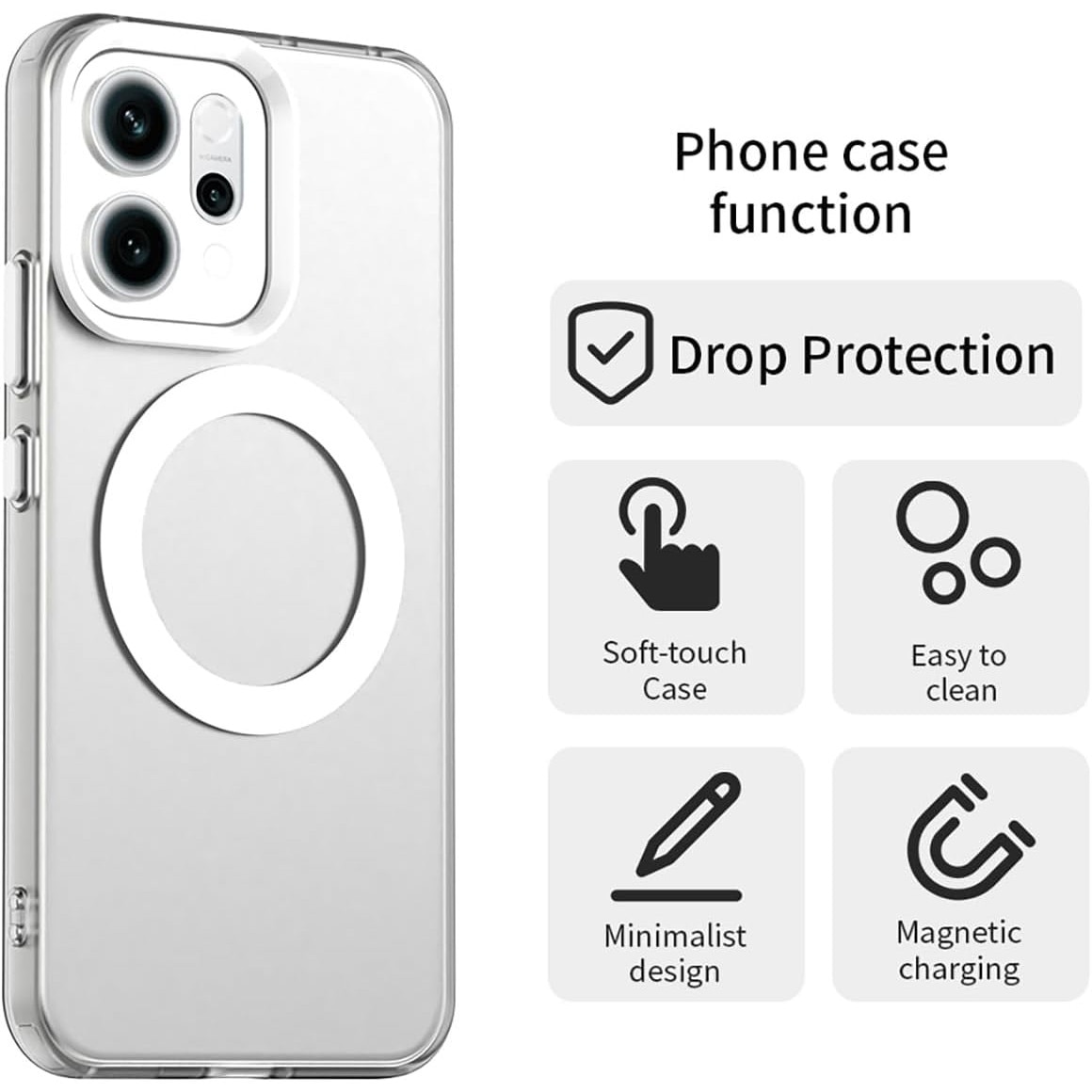 BestCase® Husa Mag Anti Shock TPU Compatibil cu Oppo Reno14 5G, Tehnologie MagSafe, Reinforced 4 Corners, Transparenta