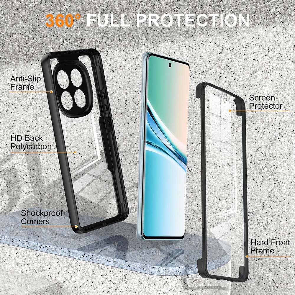 Set 360: Husa cu folie integrata pentru Xiaomi Redmi Note 15 4G, 5G Protectie 360 fata / spate - negru