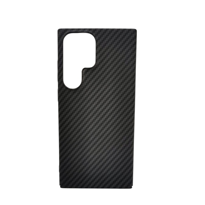 Husa Protectie hibrid aramid si carbon, pentru Samsung Galaxy S23 Ultra, Ultra Thin, Margini ridicate, Finisaj Mat cu Insertii, Negru